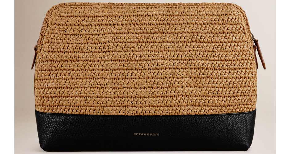 Burberry Mixed Leather and Viscose to Create Raffia Tablet Bag