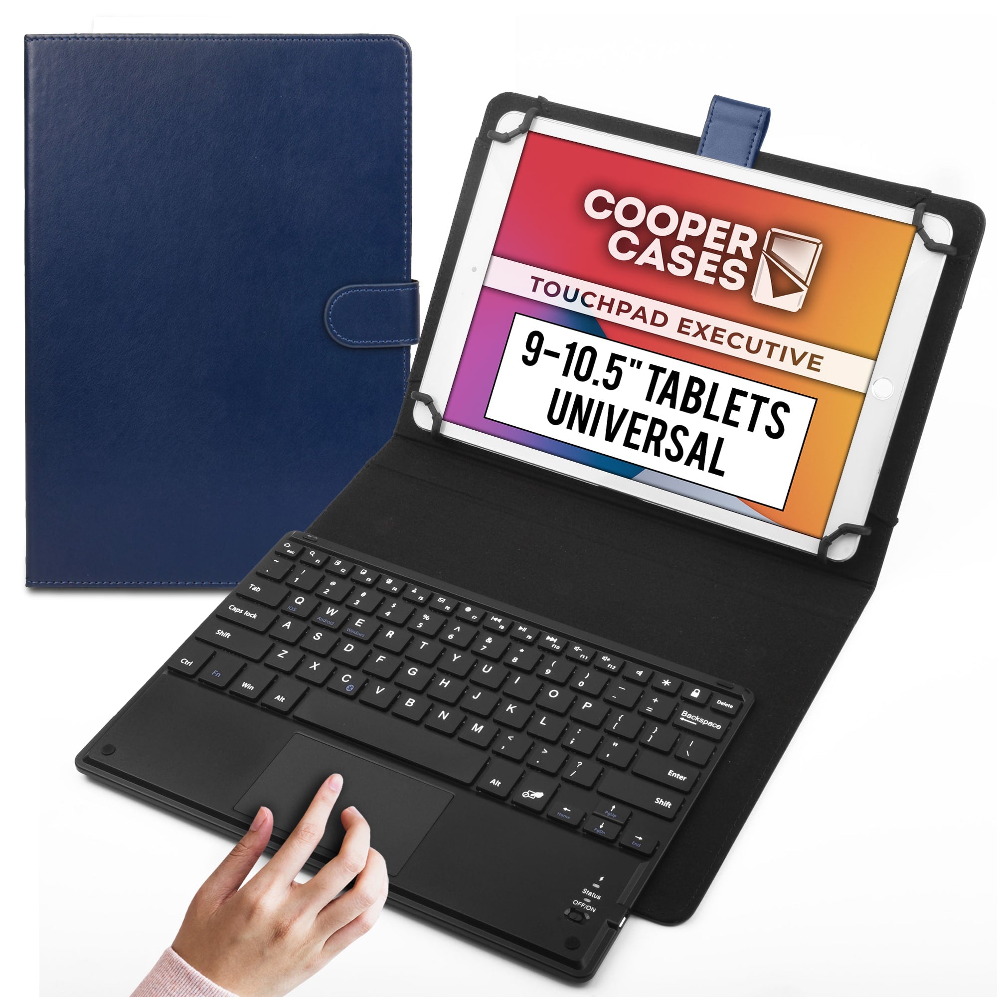 Cooper Touchpad Executive Universal Keyboard Folio for 9-10.5'' Tablets (with Touch Mouse Trackpad)