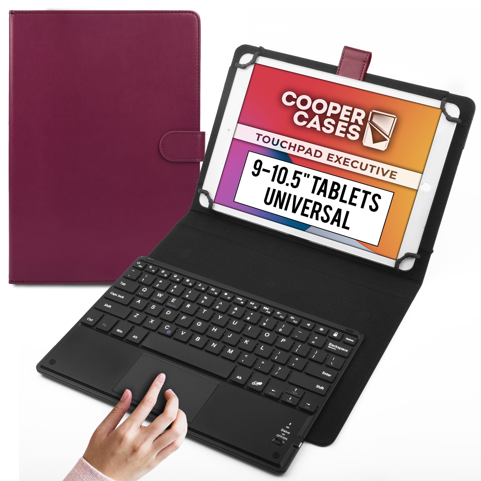 Cooper Touchpad Executive Universal Keyboard Folio for 9-10.5'' Tablets (with Touch Mouse Trackpad)