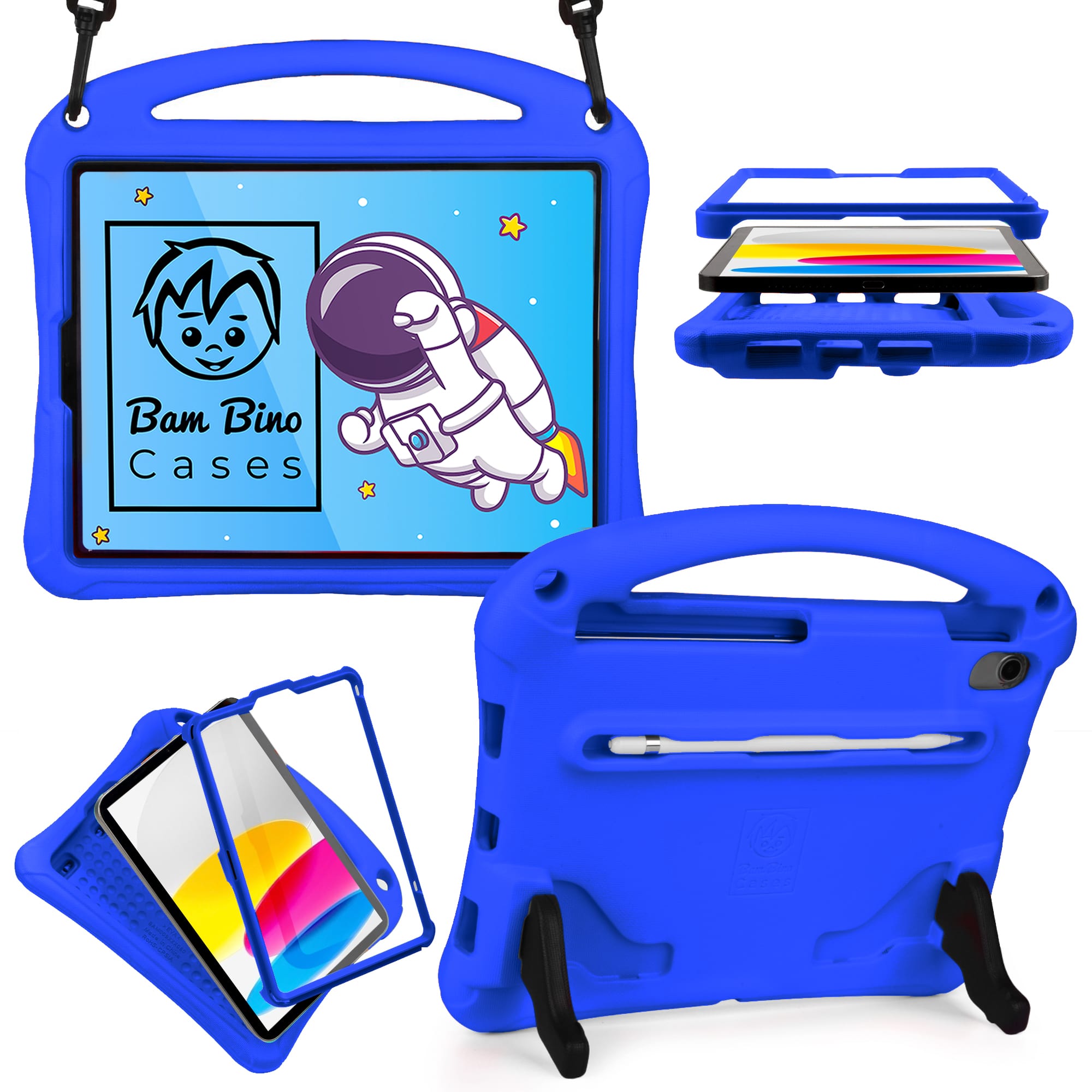 Bam Bino Space Suit Super Rugged Kids case with Screen Guard for 9.7" iPad 6th / 5th Gen, iPad Pro 9.7, iPad Air 2 / Air 1