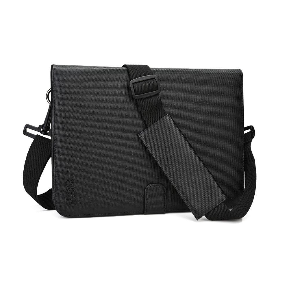 Leather Organizer Portfolio Case with Wrist Strap for 8 inch Tablet and A5 Notepad, Black