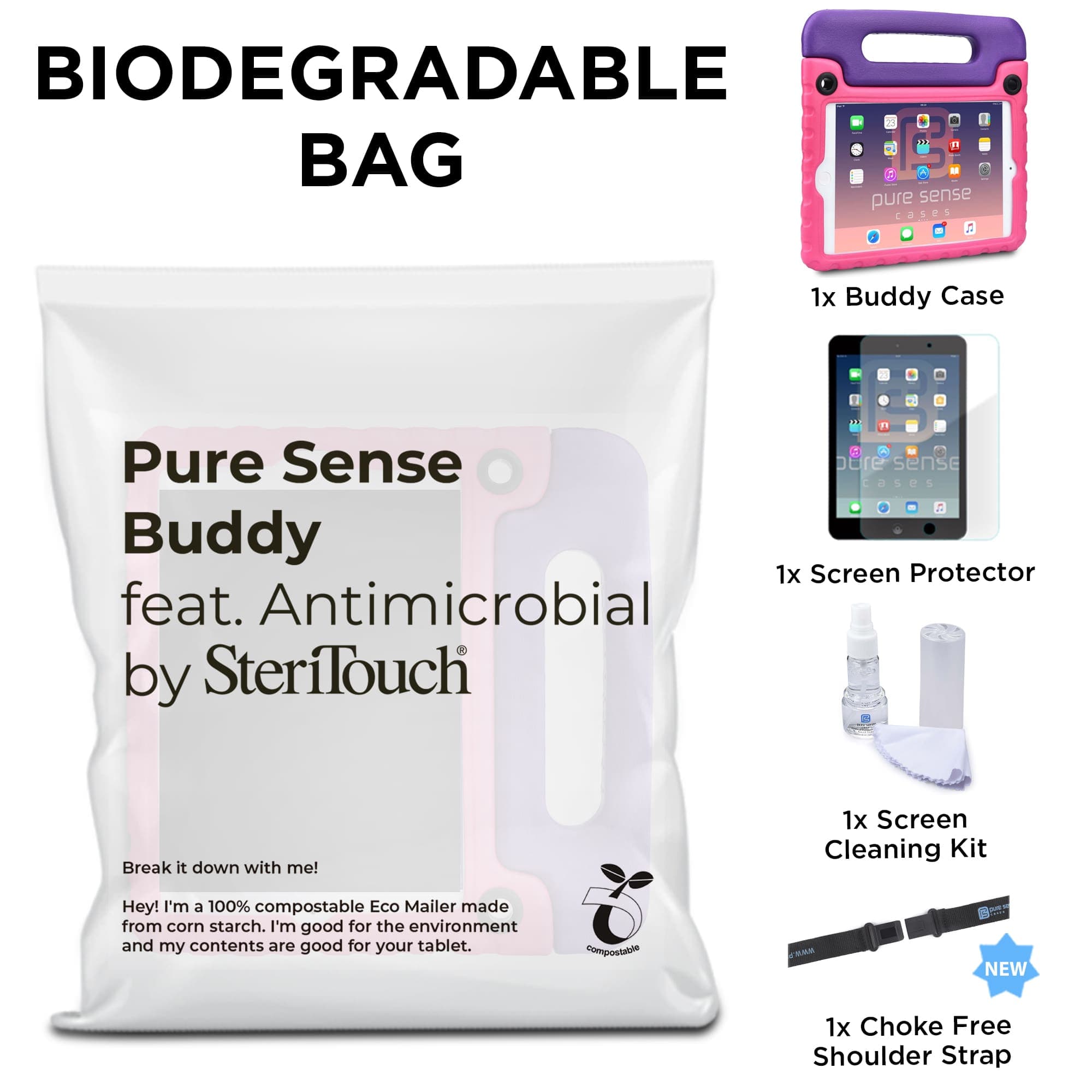 Pure Sense Buddy Antibacterial Rugged tablet case for iPad Mini