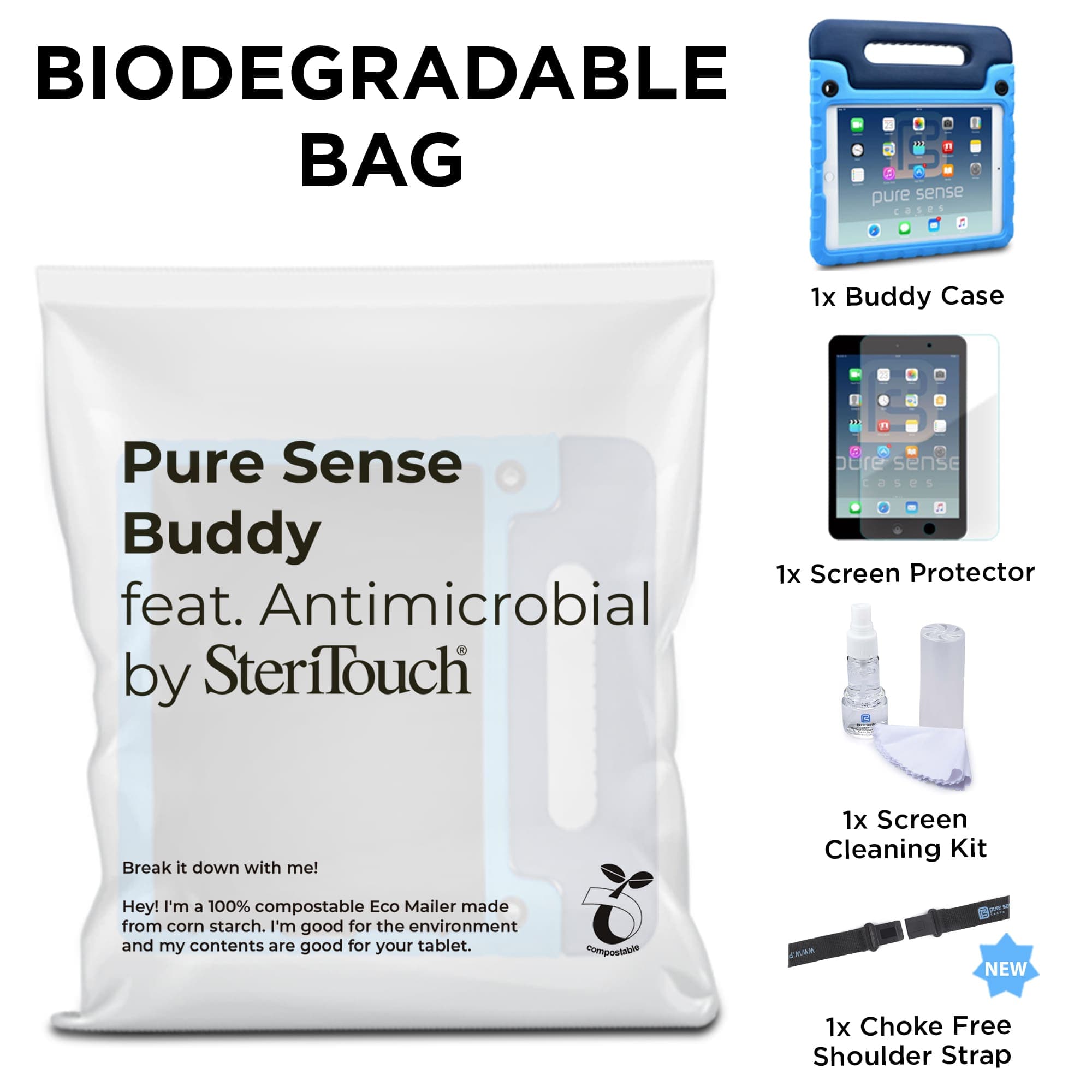 Pure Sense Buddy Antibacterial Rugged tablet case for iPad 6th / 5th Gen, iPad Pro 9.7, iPad Air 2 / Air 1