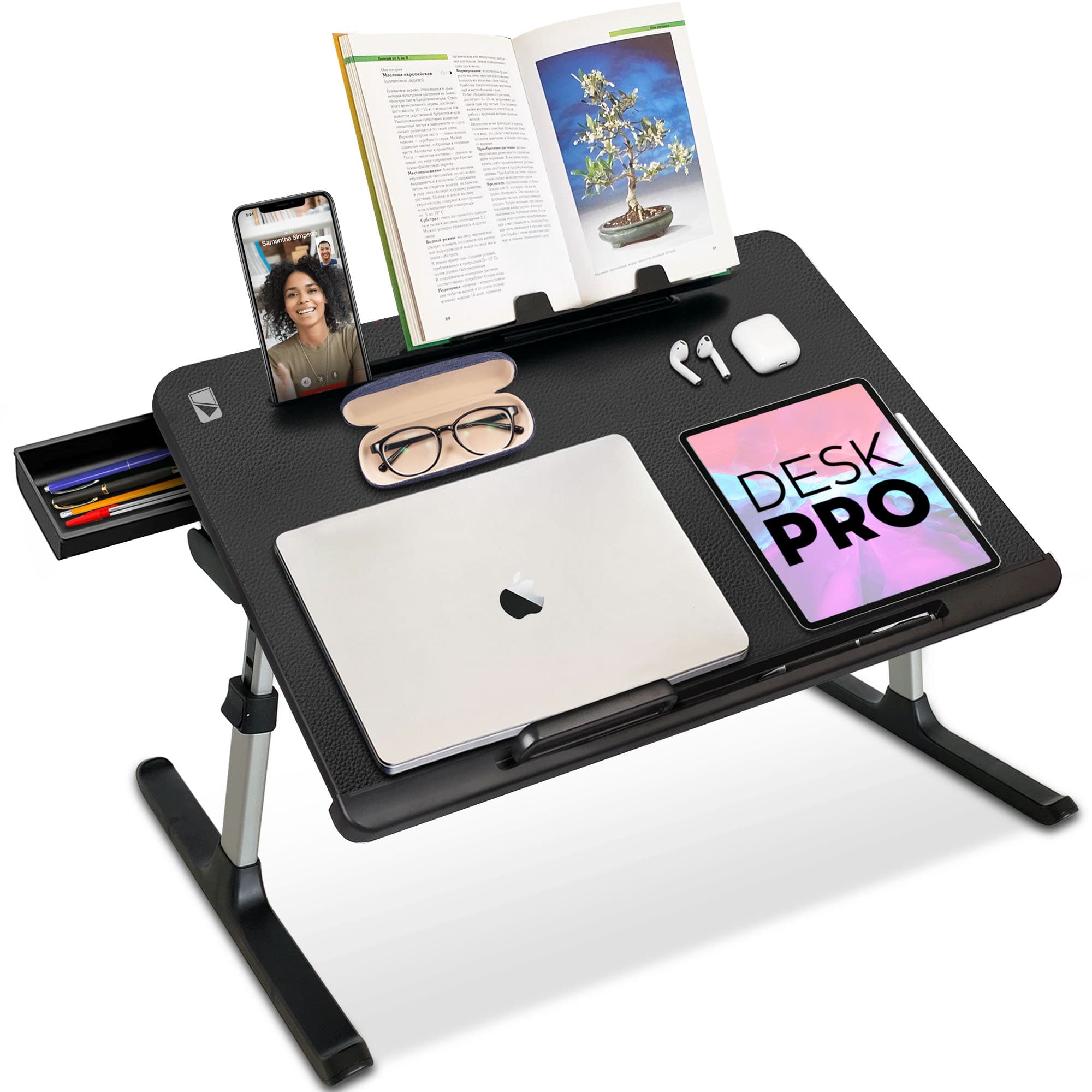 Cooper Desk PRO Leather Folding Laptop Desk with Adjustable Height & Tilt  Angles